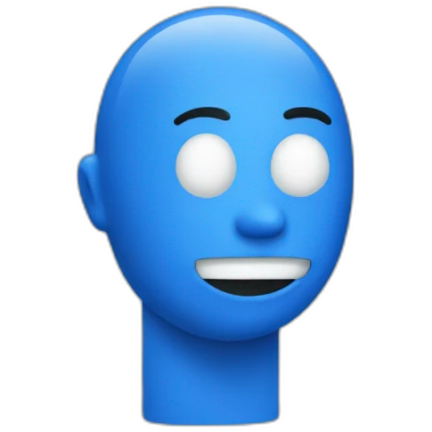 Blue Man displaying rear end emoji