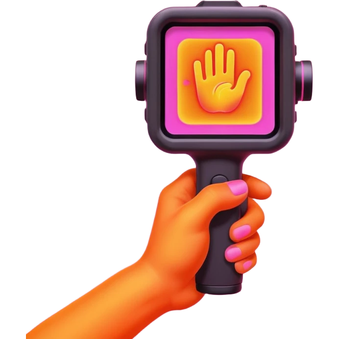 A hand with a thermal camera effect, pink color emoji