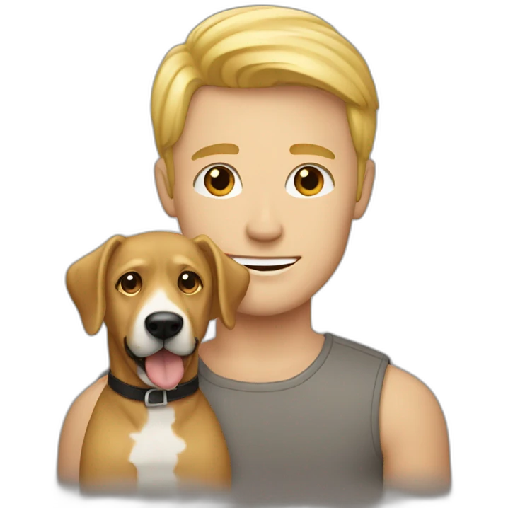 Blonde guy with dog emoji