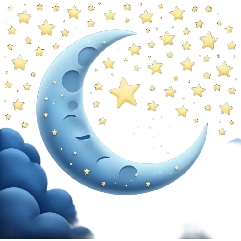 "Peaceful crescent moon in a starry night sky with soft glow, no people" emoji