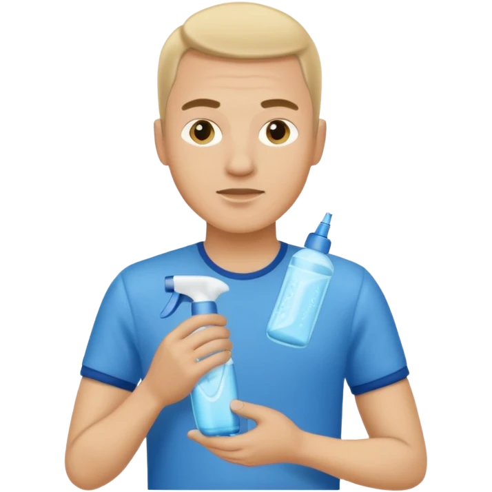 ligth man spraying with spray febreze emoji