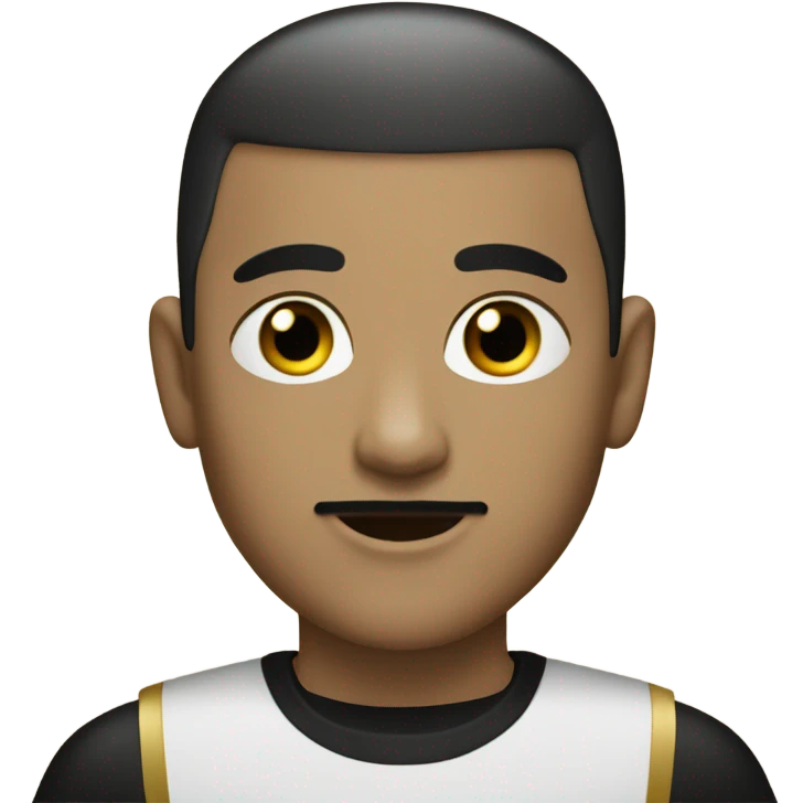 White boy with black buzz cut and mustache and gold chain  emoji