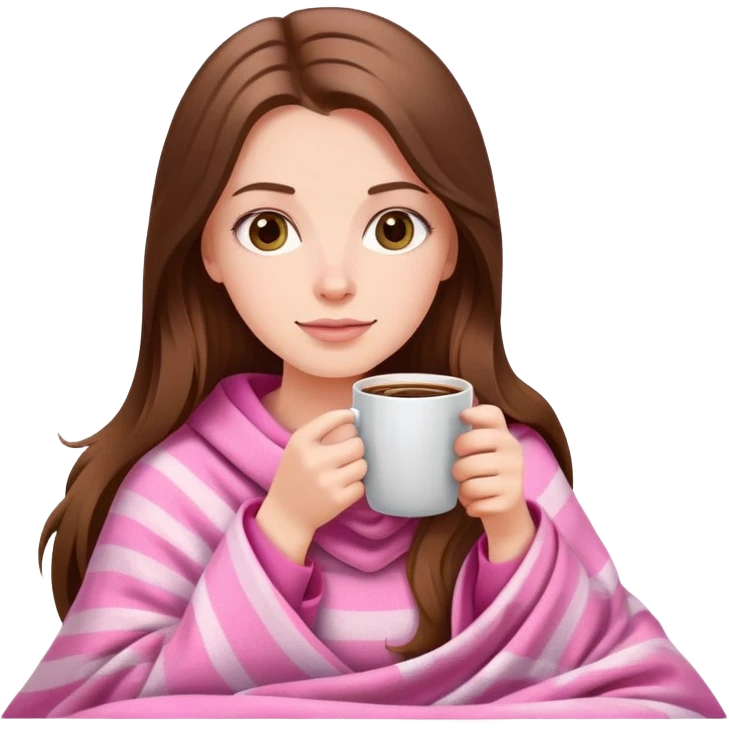 A pretty white girl with very long brown hair in a pink blanket sipping coffee emoji created using Al. Copy and paste A pretty white girl with very long brown hair in a pink blanket sipping coffee emoji to use or share on Discord and Slack.


 emoji
