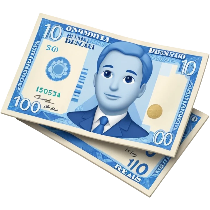100 reais banknote, simplified details, predominantly blue color, no visible text emoji