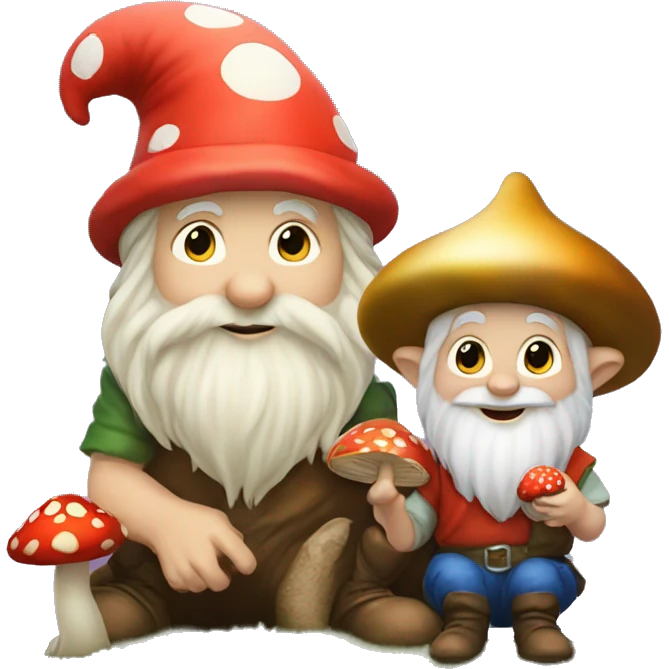 Gnome holding a mushroom while a fairy sitting on the mushroom  emoji