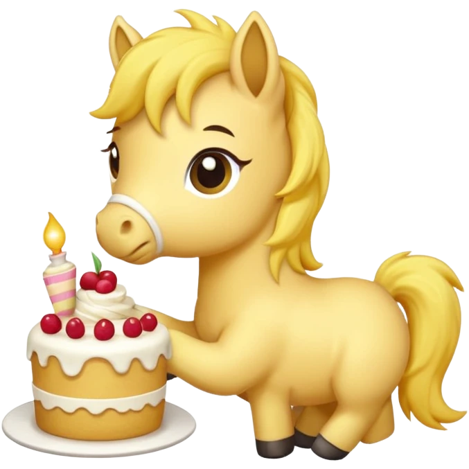 yellow pony eating cake emoji