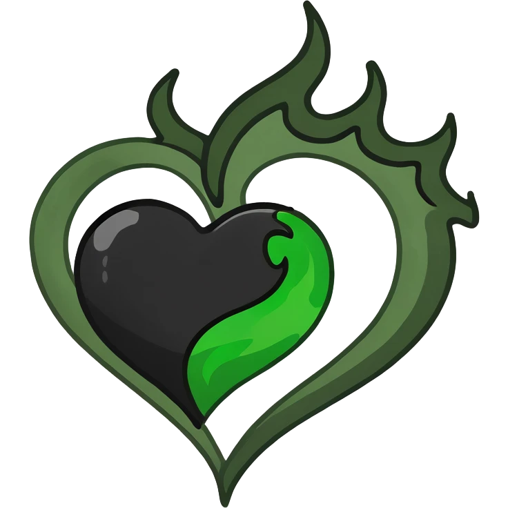 Black heart with flames around it emoji