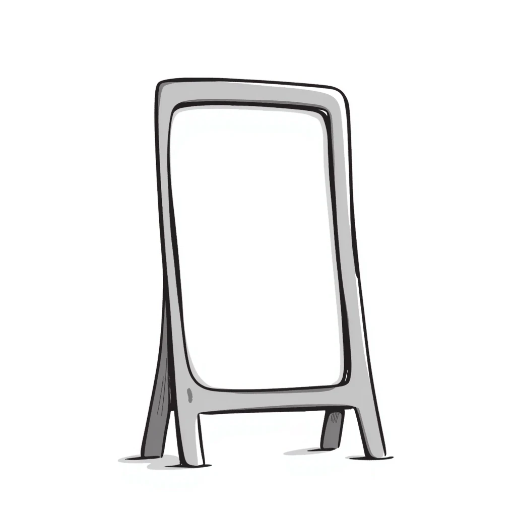 tall mirror with hand-drawn look emoji