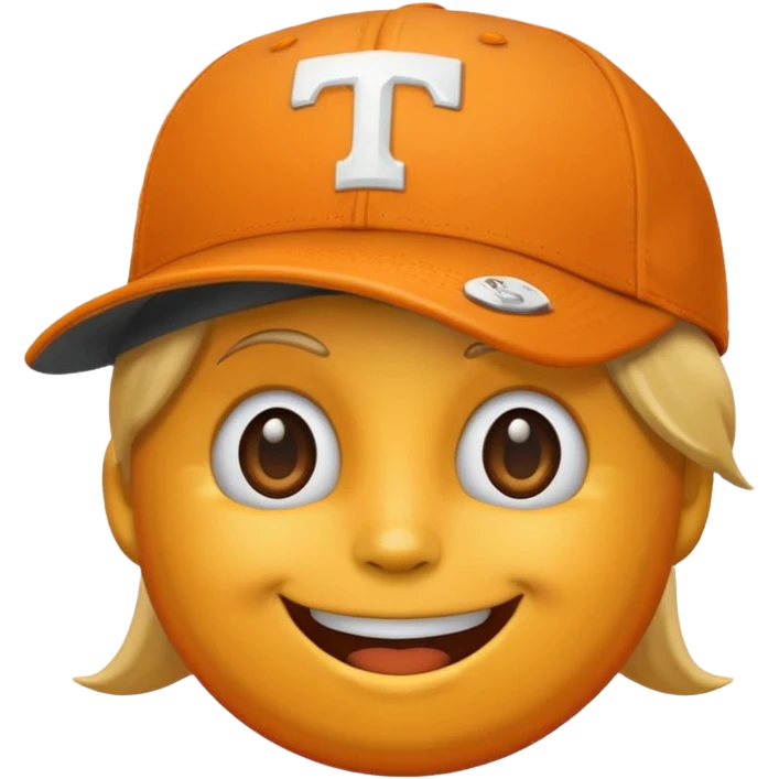 Happy face emoji with orange baseball cap and University of Tennessee logo  emoji