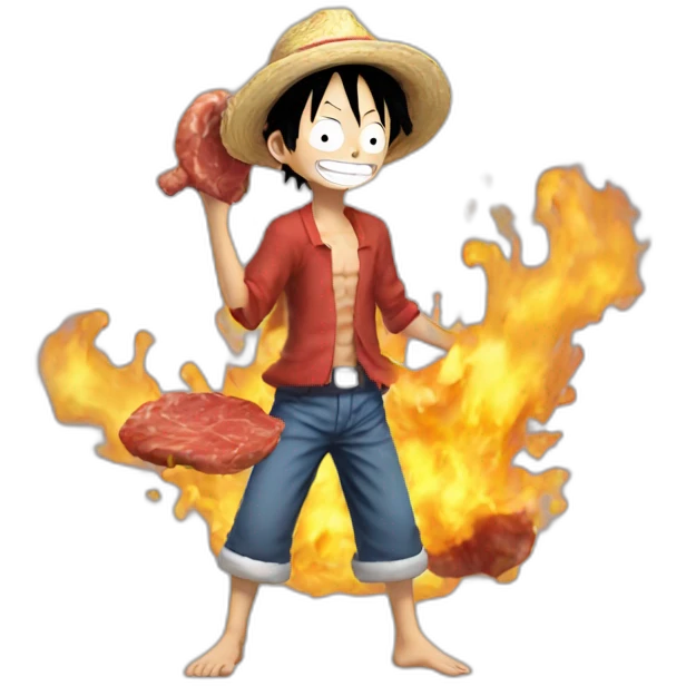 Luffy hug Frying Meat emoji