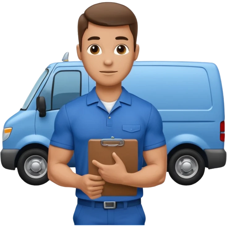 Apartment Mover, Van Loader + clipboard. emoji