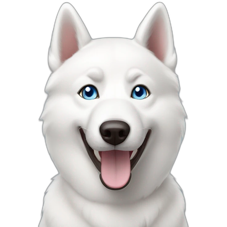 Happy white husky blue eyes without eyebrows emoji