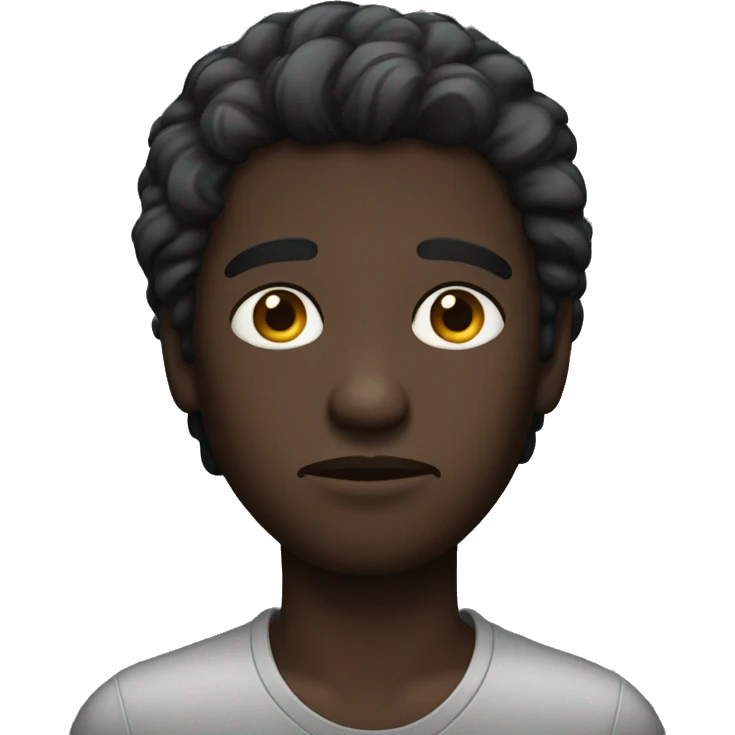 dark skin guy with mullet sad emoji
