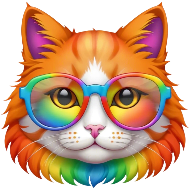 Cat with rainbow glasses emoji
