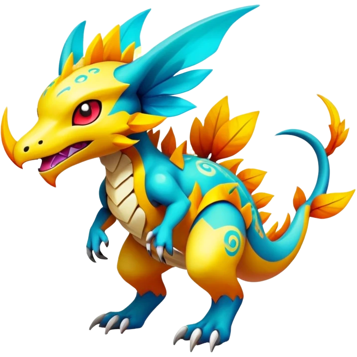 Elemental Exotic Colorful Fantasy Pokémon-Fakémon-hybrid-creature (full body) emoji