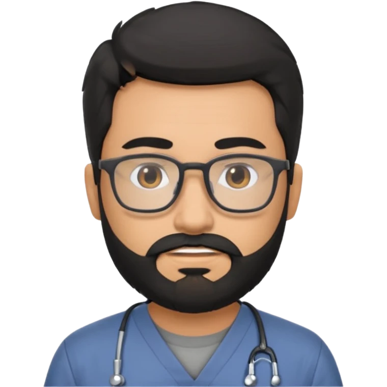 male with a scrubs color gray and blanck hair and tan skin and beard and glasses emoji