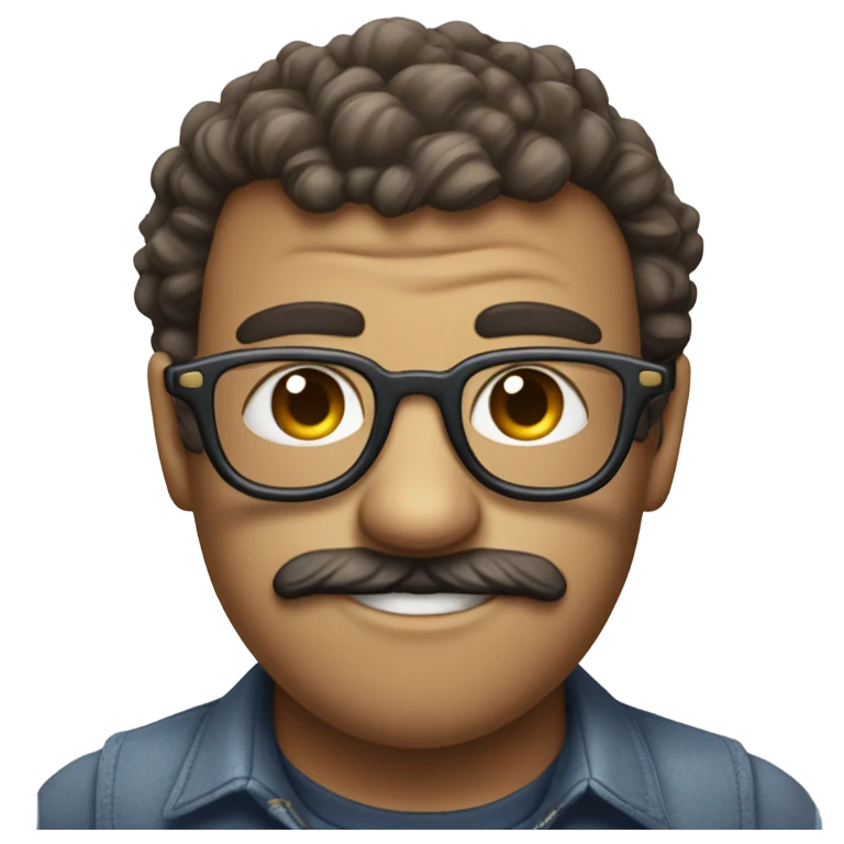 An ugly emoji with big ibrows and two rabbit teeth’s and nerd glasses  emoji