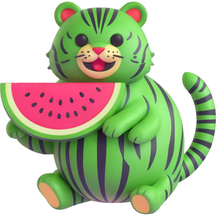 green tiger with watermelon body emoji