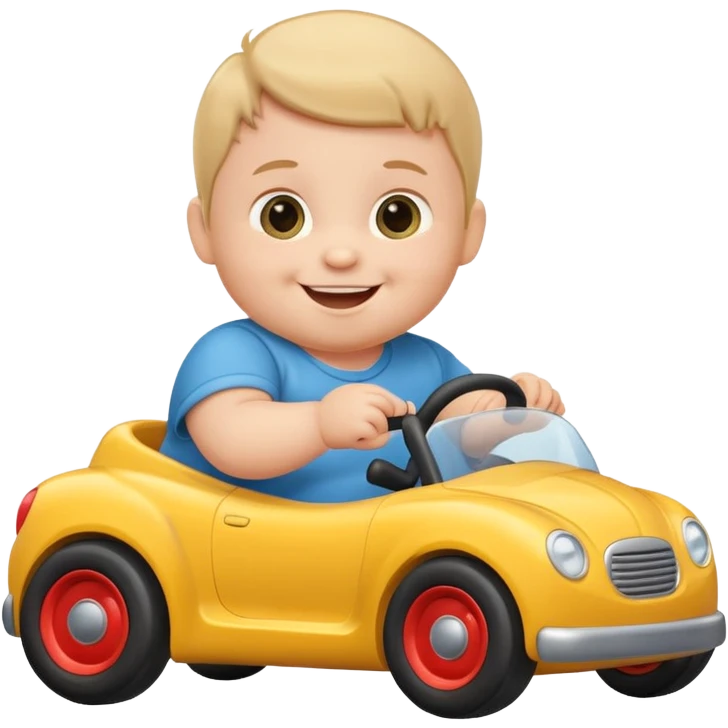 Make a baby thats pushing a car saying goo emoji