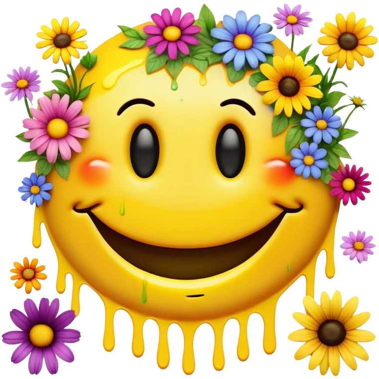 smiley melted garden flowers  emoji