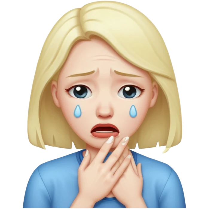 Woman choking herself crying  emoji