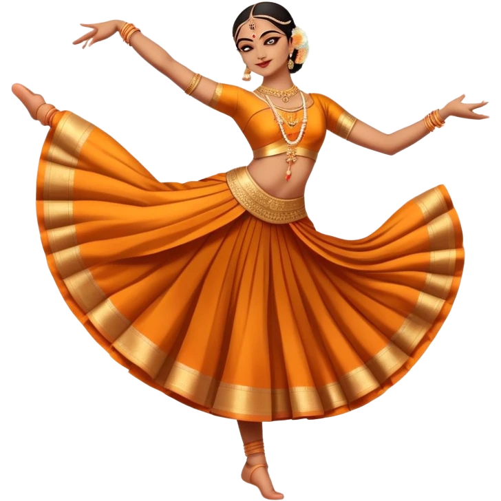 cinematic-realistic-bharatanatyam-dance-emoji,-depicted-as-an-elegant-classical-indian-dance-performance-with-graceful-poses,-intricate-costumes,-and-expressive-hand-gestures,-rendered-with-rich-textures-and-warm-dramatic-lighting, single dancer full body  emoji