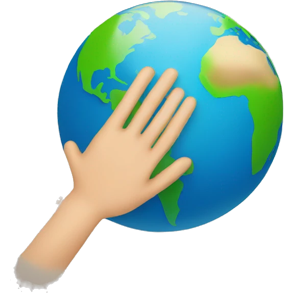 Earth with hand wave emoji