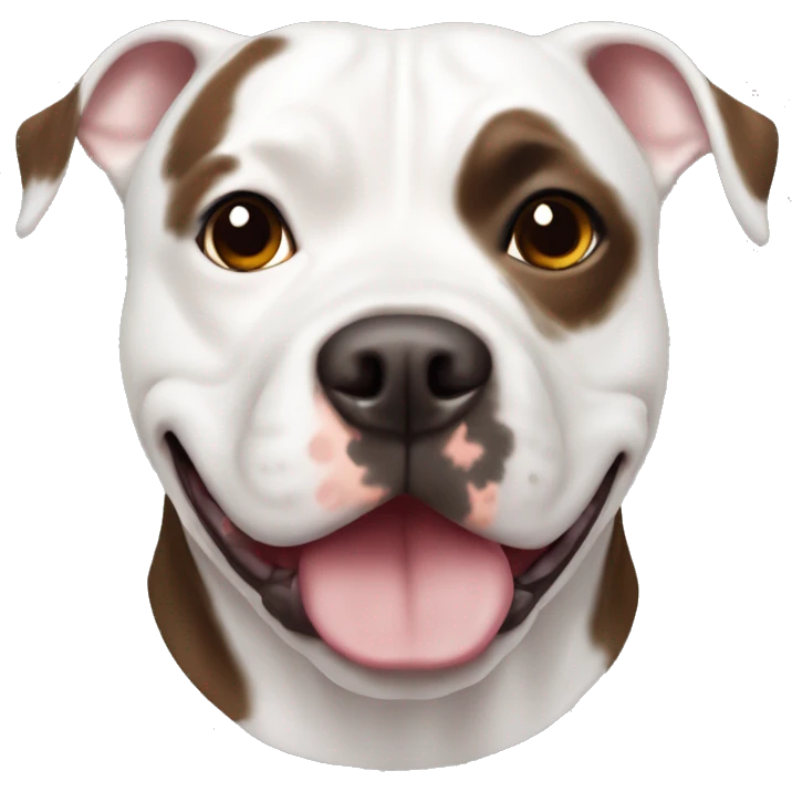 White staffordshire bull terriër with brown spot on right eye emoji