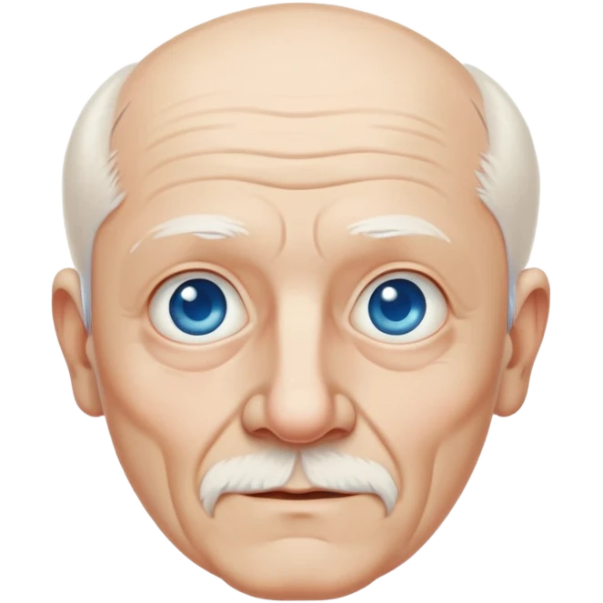 abuelo de piel blanca italiano con pelo blanco casi calvo y ojos color azul sin bello facial  emoji