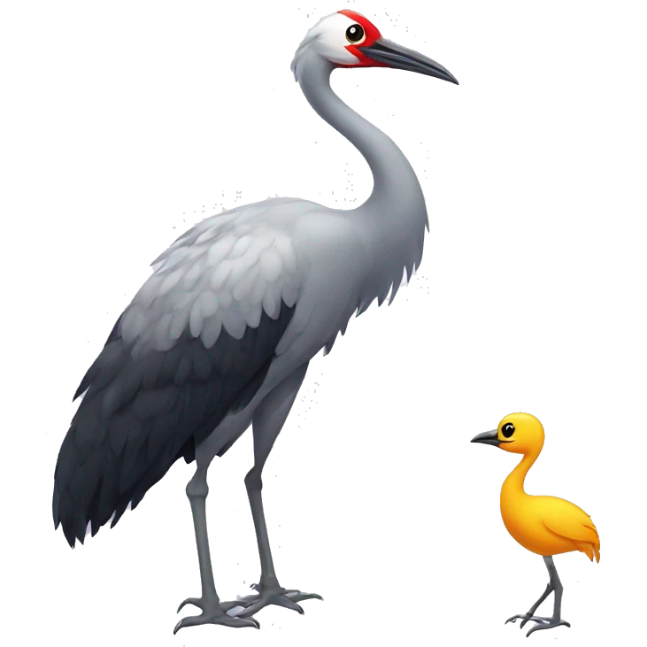 crane bird with baby emoji