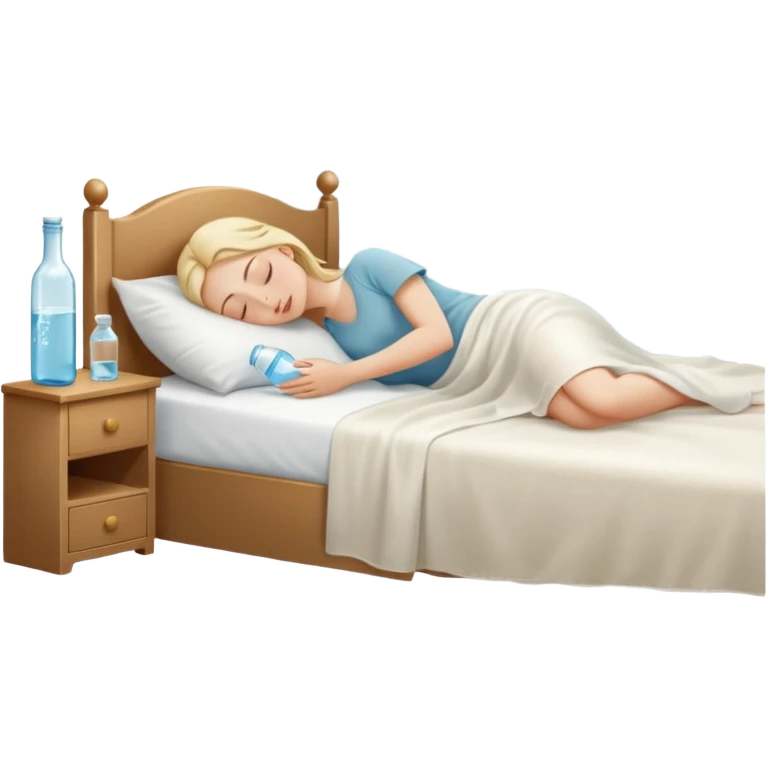 sunlight through curtains, GoCLN bottle and water glass on bedside table, person sleeping

 emoji