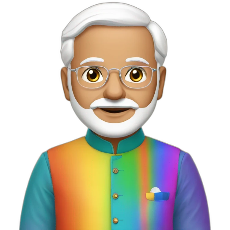 Narendar Modi in an rainbow kurta emoji