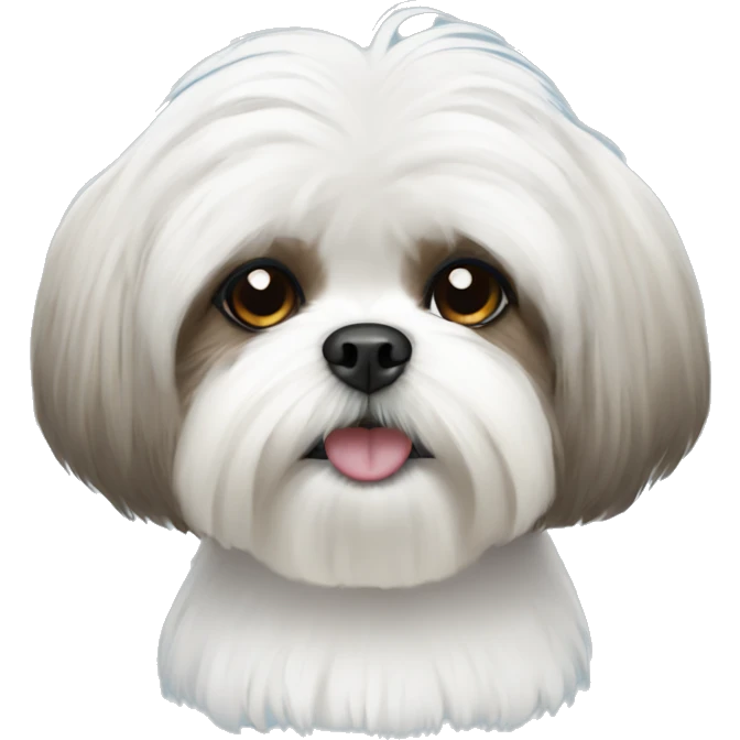 White Shih tzu dog with Afro  emoji