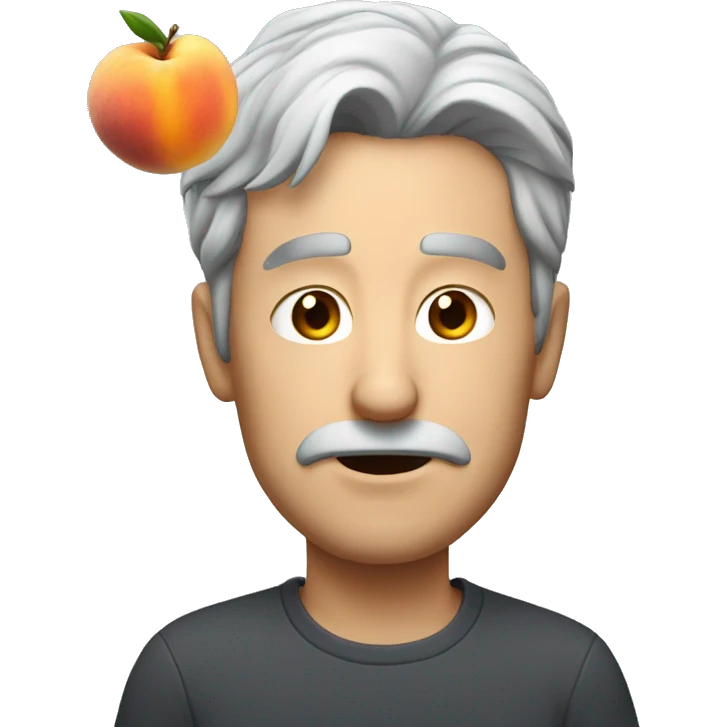 Man grey hair Eating a peach emoji