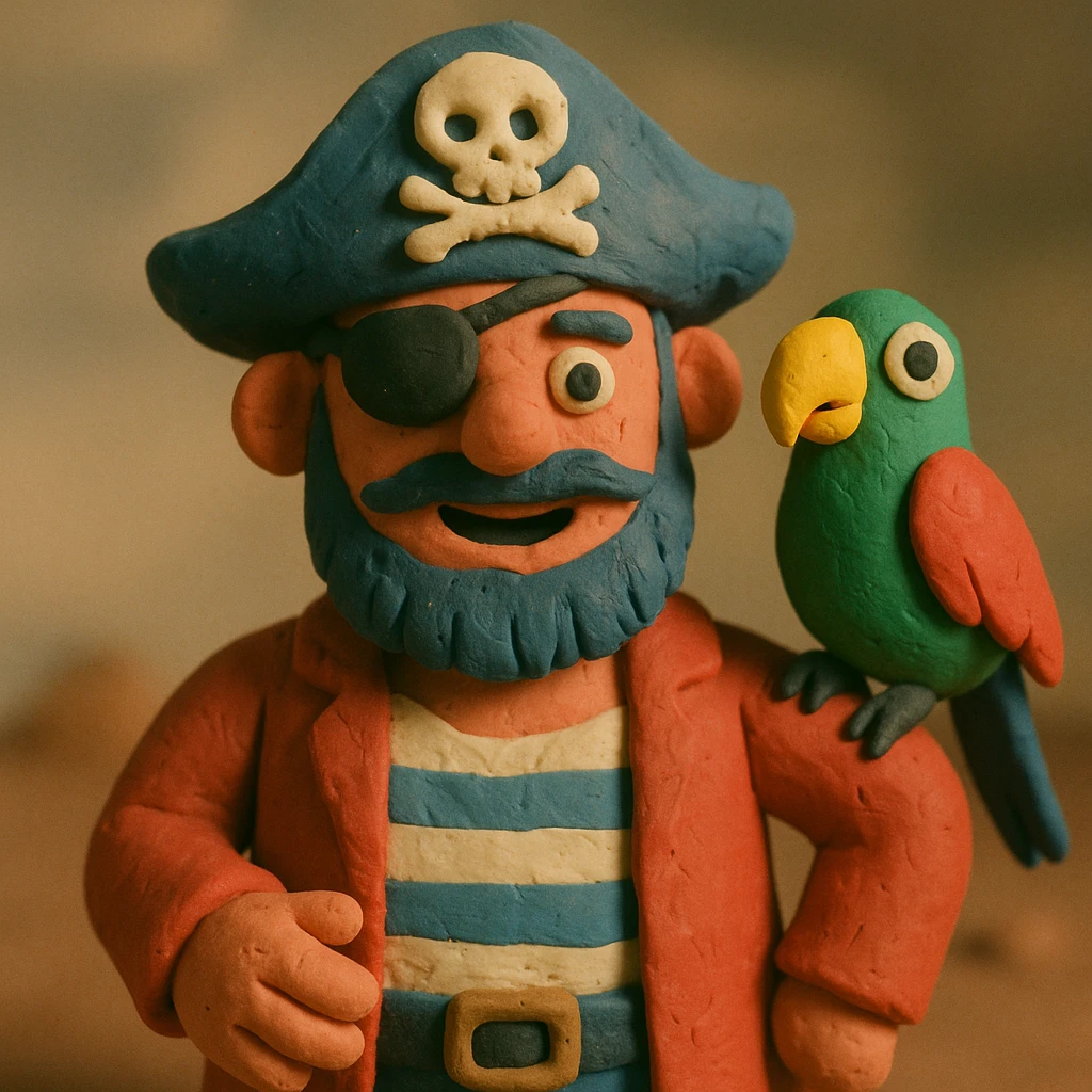 pirate with eye patch and parrot emoji