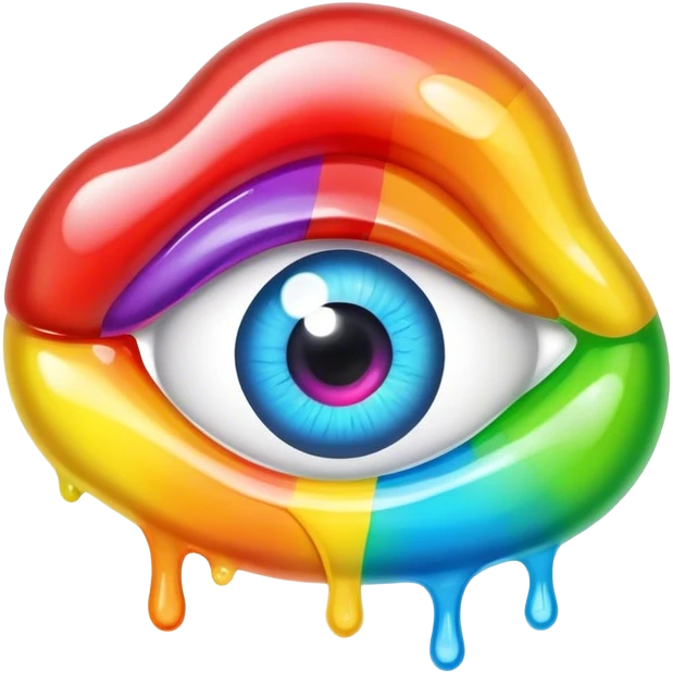 melted rainbow gummy eye emoji