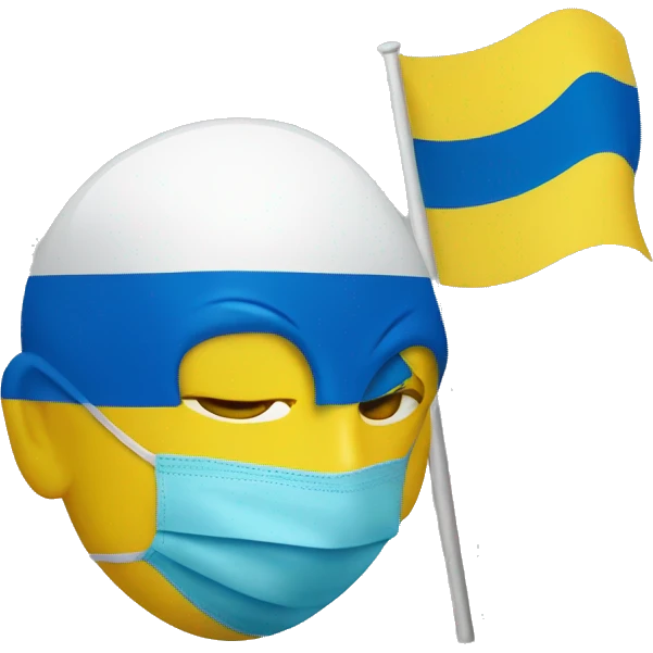 ukraine flag with covid mask emoji