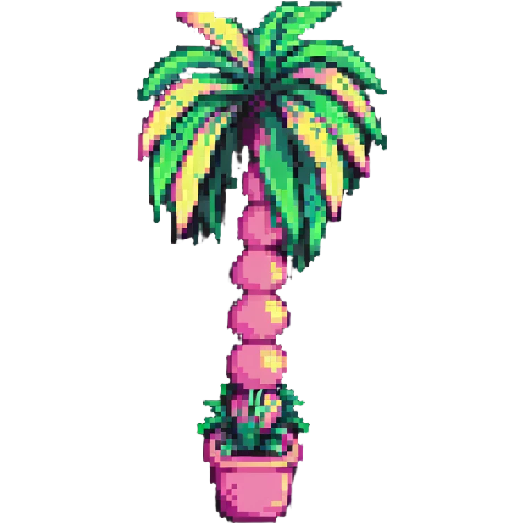 palm tree with pastel pink trunk and pastel green leaves emoji