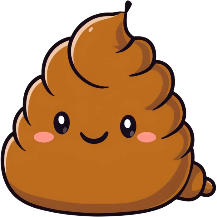 happy poop cartoon sticker, smiling emoji