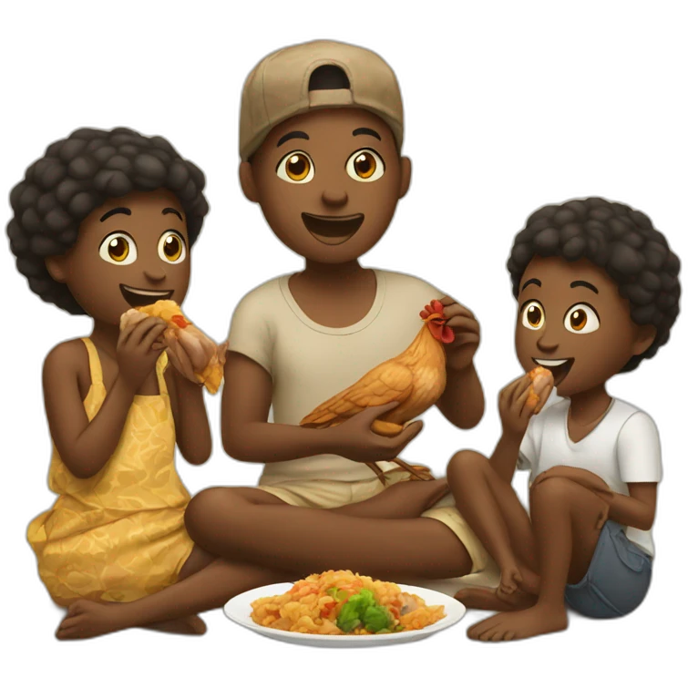 Africa people eating chicken emoji