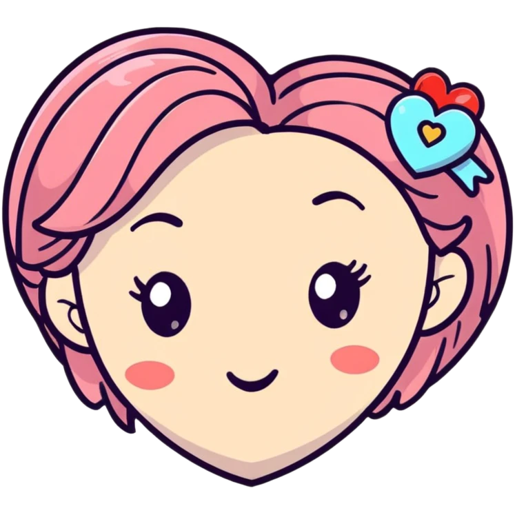 cute red heart-shaped hair clip emoji
