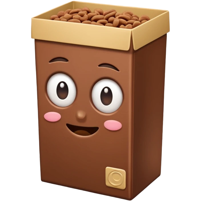 brown chocolate cereal box without eyes and mouth emoji