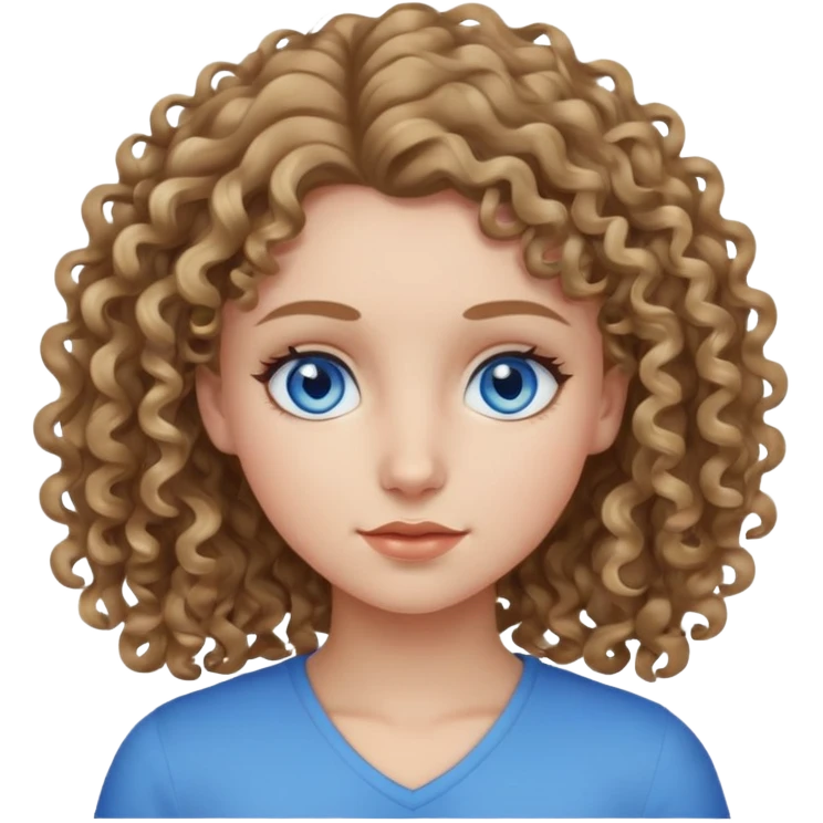 a girl with blue eyes and dark blonde curly hair emoji
