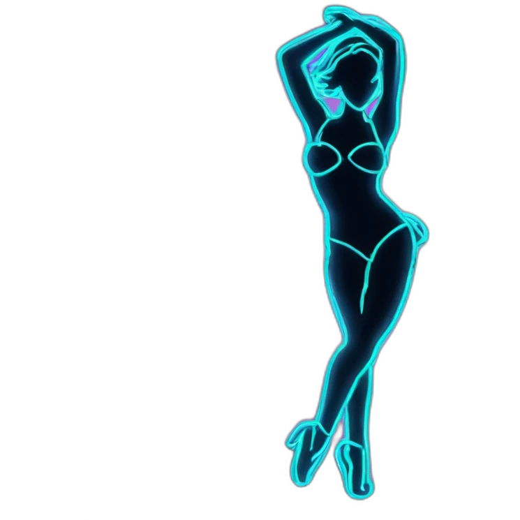 Sexy silhouette dancer neon sign present emoji