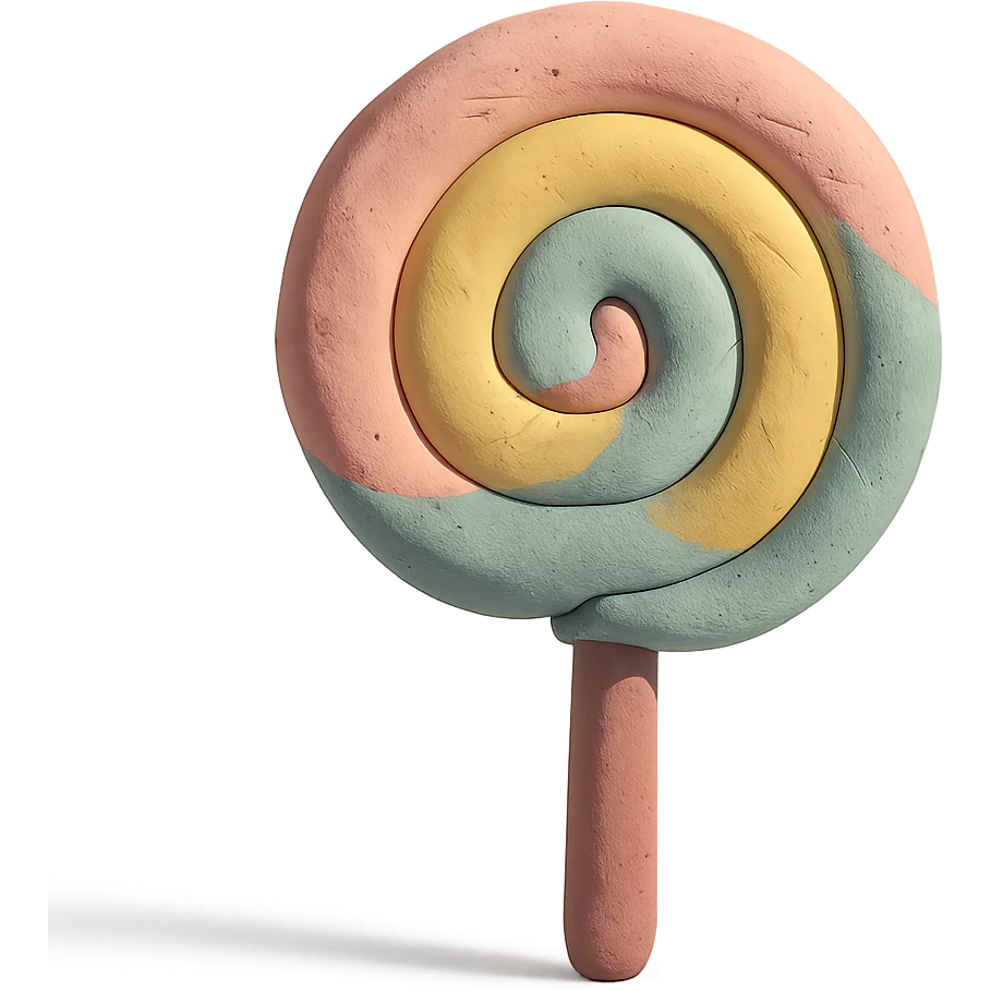 lollipop, claymation style, matte plasticine, pastel colors, visible fingerprints emoji