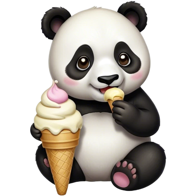 Panda eating ice cream emoji
