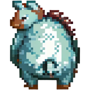 cartoon animal turning around to show its butt, cute and humorous, pixelated and non-explicit emoji