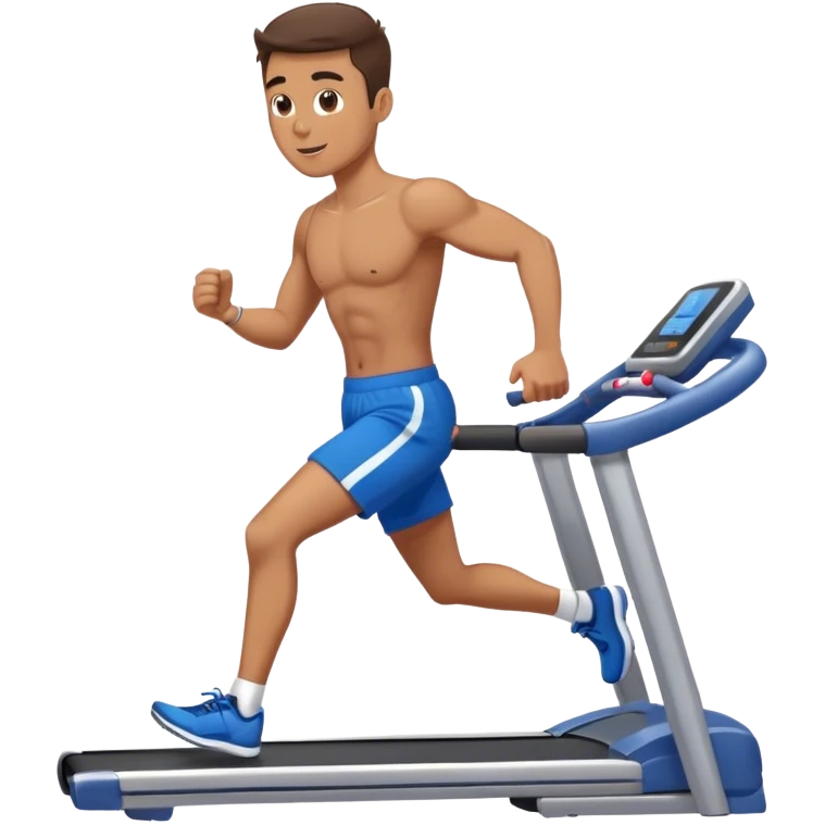 fit guy in blue shorts Treadmill emoji