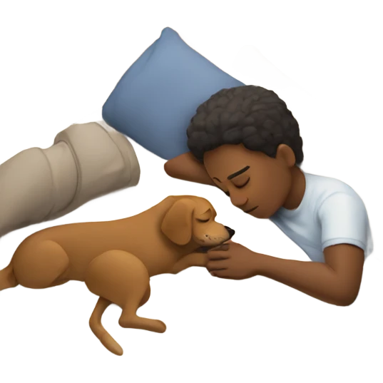 Human taking a nap with a dog emoji