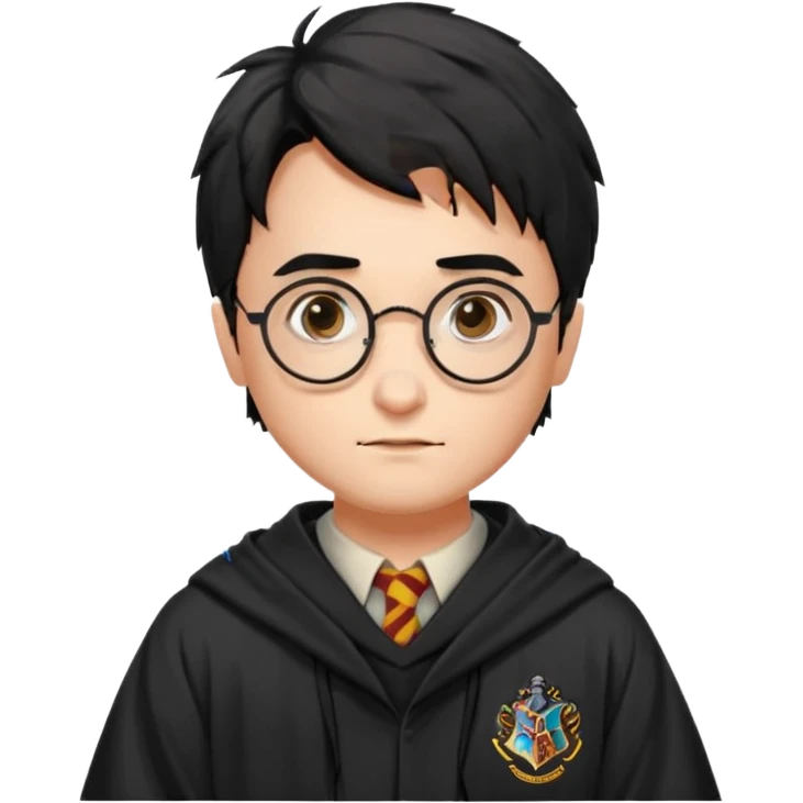Draw Harry Potter with round glasses, messy black hair, Hogwarts robe & lightning scar on his forehead. emoji
